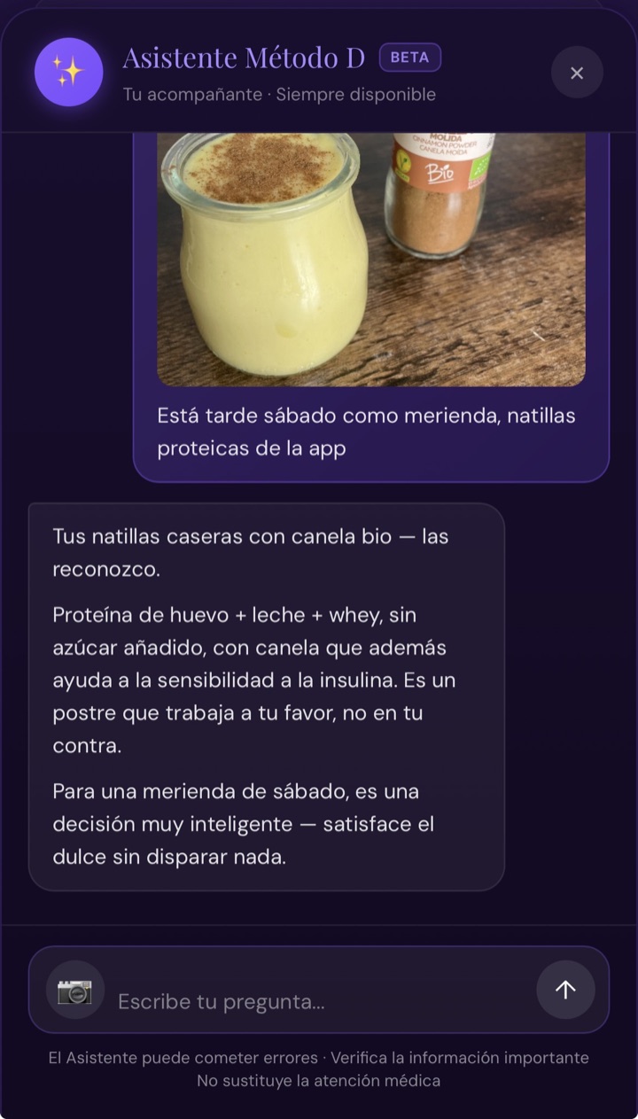 El asistente Método D analizando un plato real