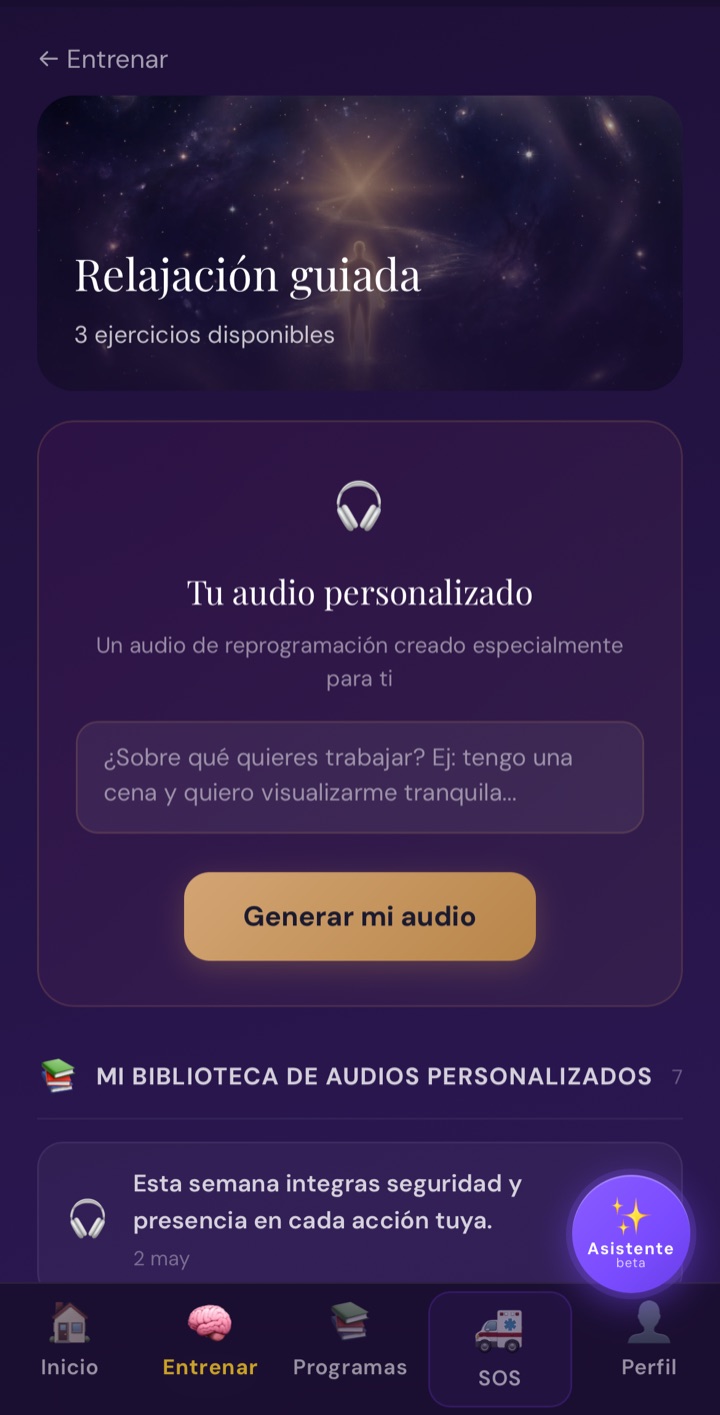 Audio de reprogramación personalizado en la app