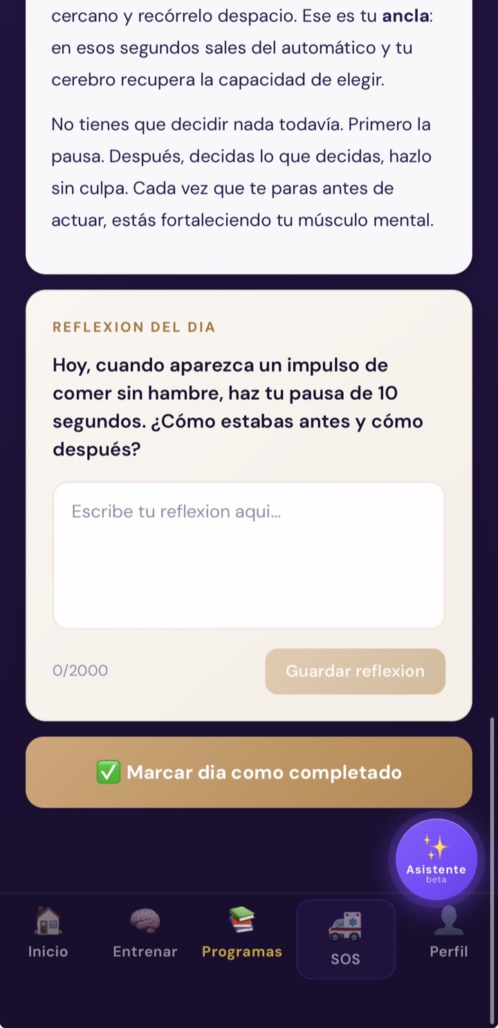 Lección diaria con reflexión en la app Método D
