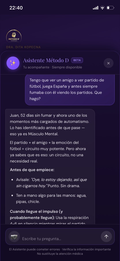 El Asistente Método D respondiendo a una situación real